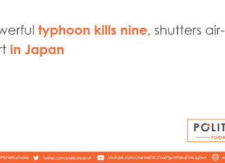 Powerful typhoon kills nine, shutters airport in Japan