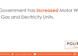 PTI Government has increased Motor Way Toll, Gas and Electricity Units.